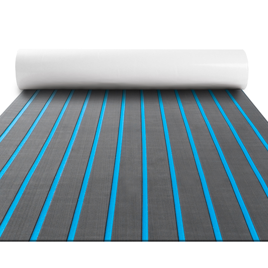 EVA Teak Foam Pro Series – Dunkelgrau mit blauen Linien – 240x60 cm