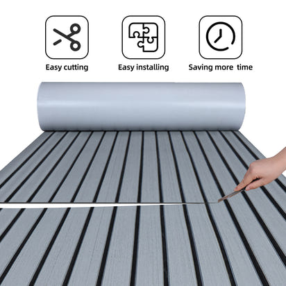 EVA Teak Foam Pro Series – Lichtgrijs met Zwarte Lijnen – 240x60 cm