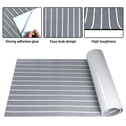 EVA Teak Foam Pro Series – Lichtgrijs met Witte Lijnen – 240x60 cm