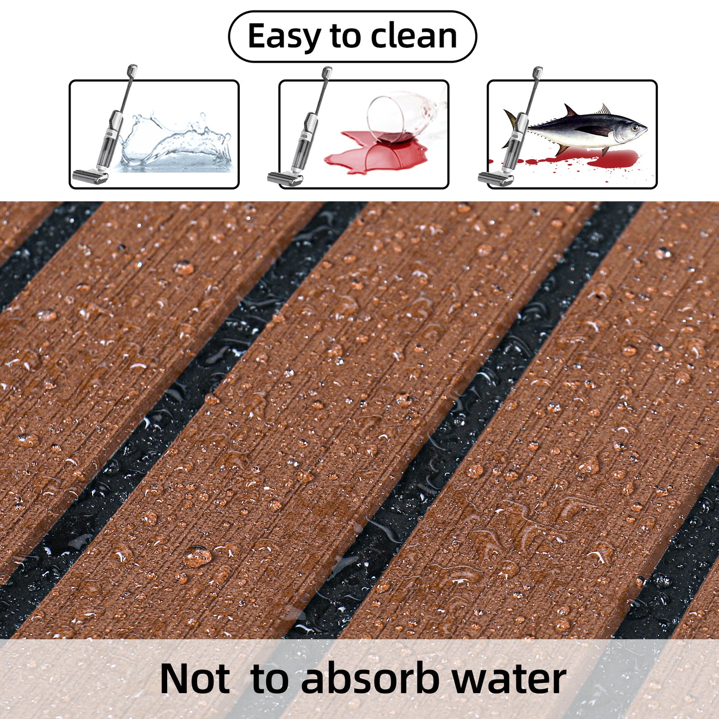 EVA Teak Foam Pro Series – Donkerbruin met Zwarte Lijnen – 240x60 cm