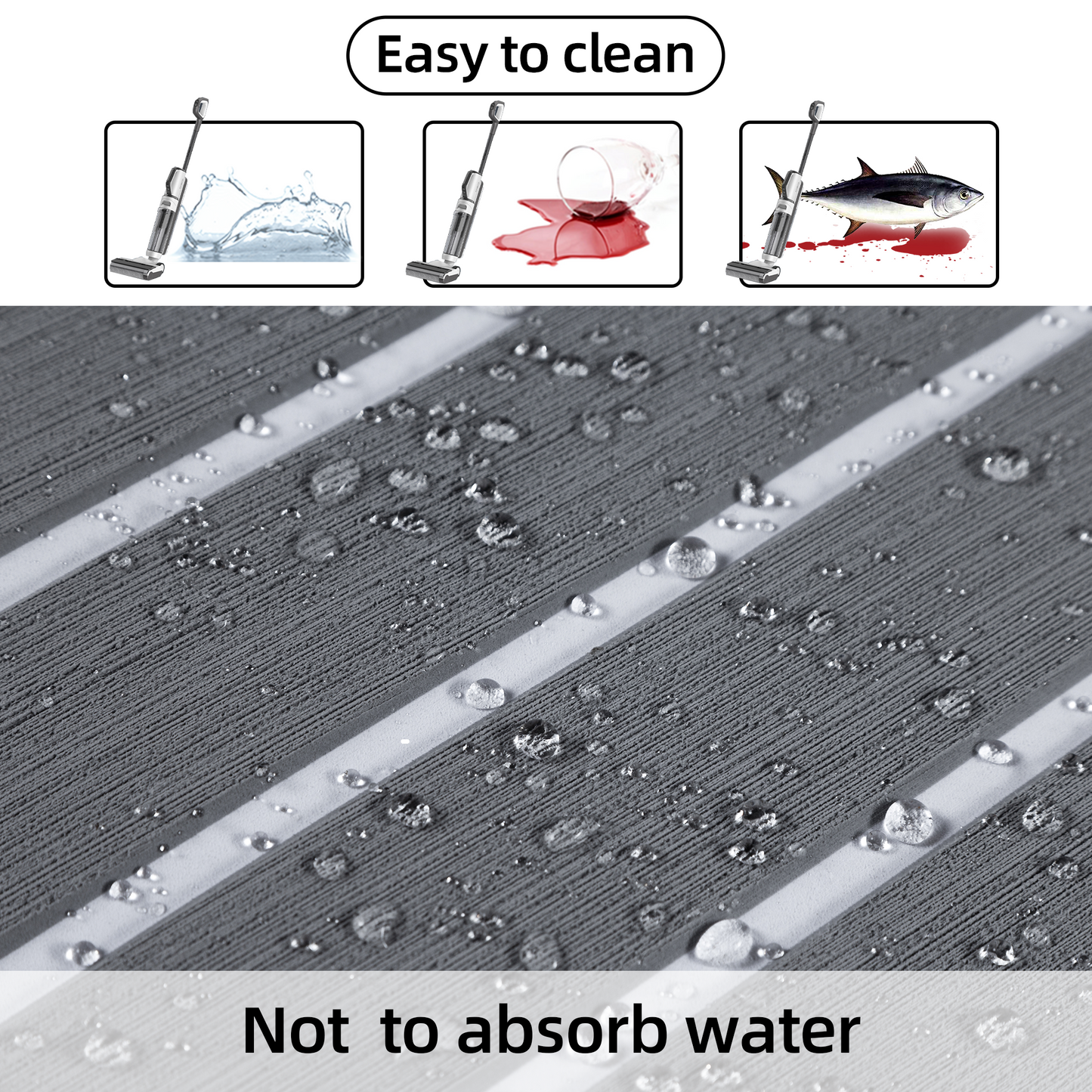 EVA Teak Foam Pro Series – Lichtgrijs met Witte Lijnen – 240x60 cm