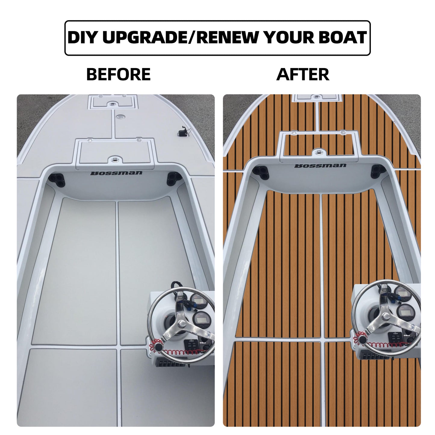 EVA Teak Foam Pro Series – Lichtbruin met Zwarte Lijnen – 240x60 cm