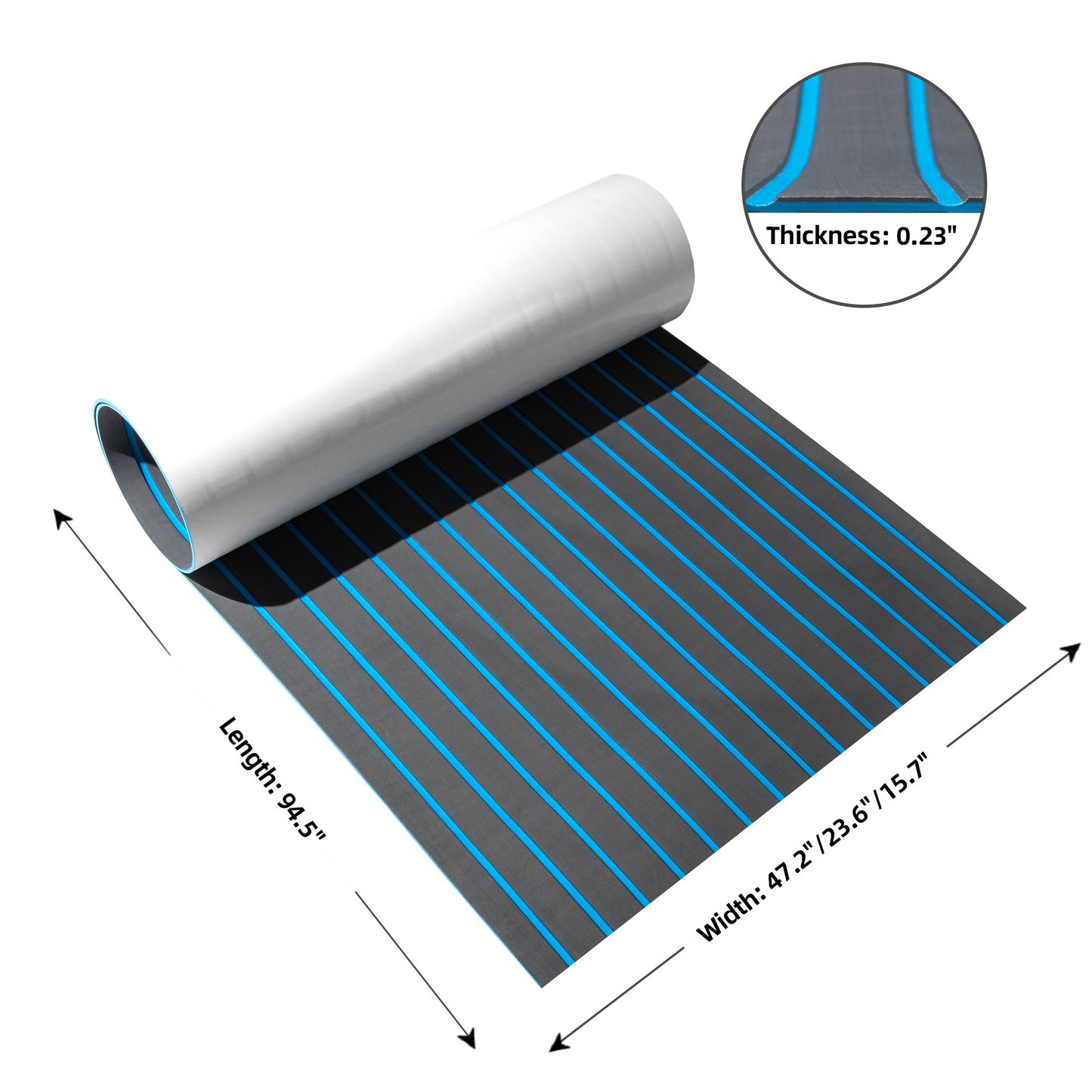 EVA Teak Foam Pro Series – Donkergrijs met Blauwe Lijnen – 240x60 cm