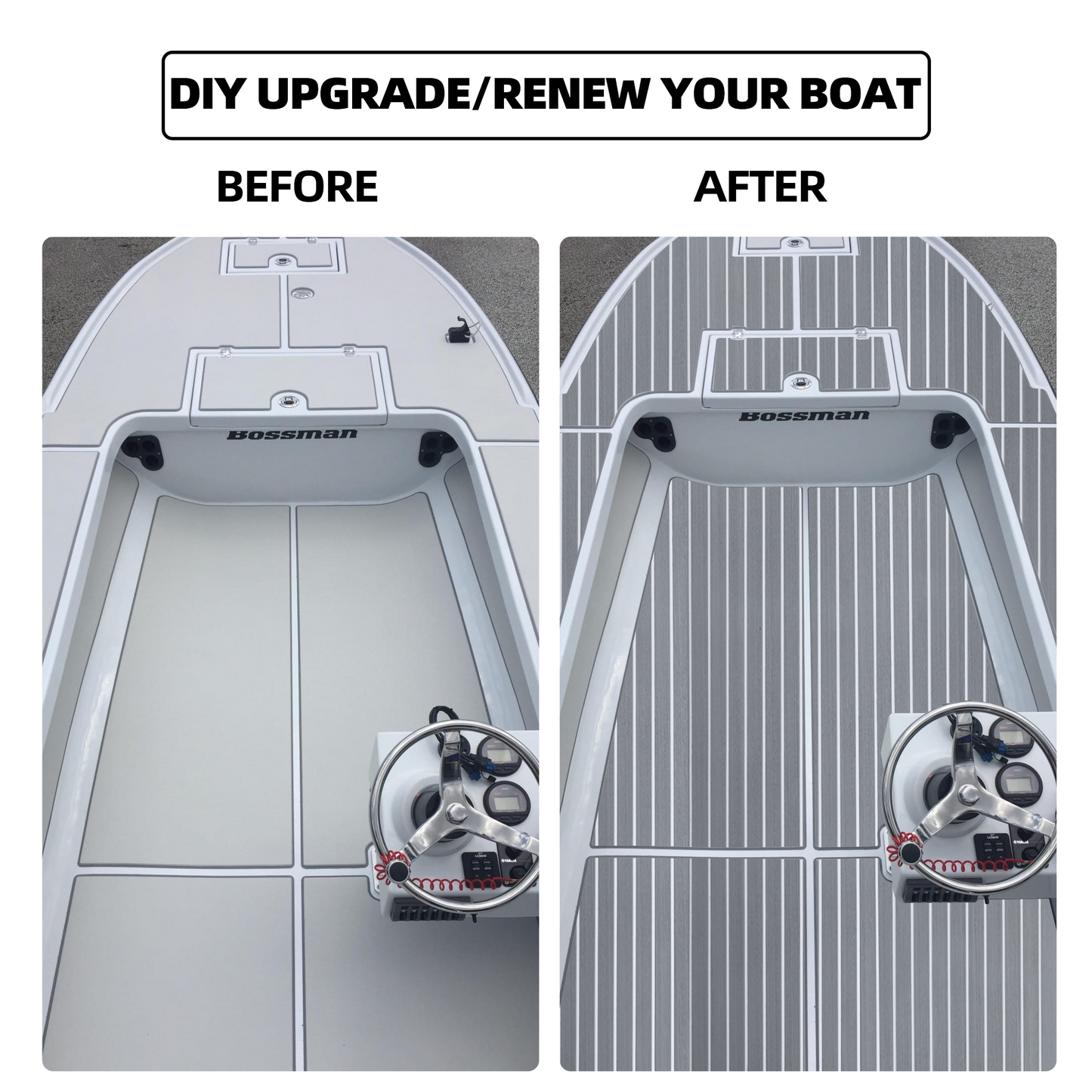 EVA Teak Foam Pro Series – Lichtgrijs met Witte Lijnen – 240x60 cm