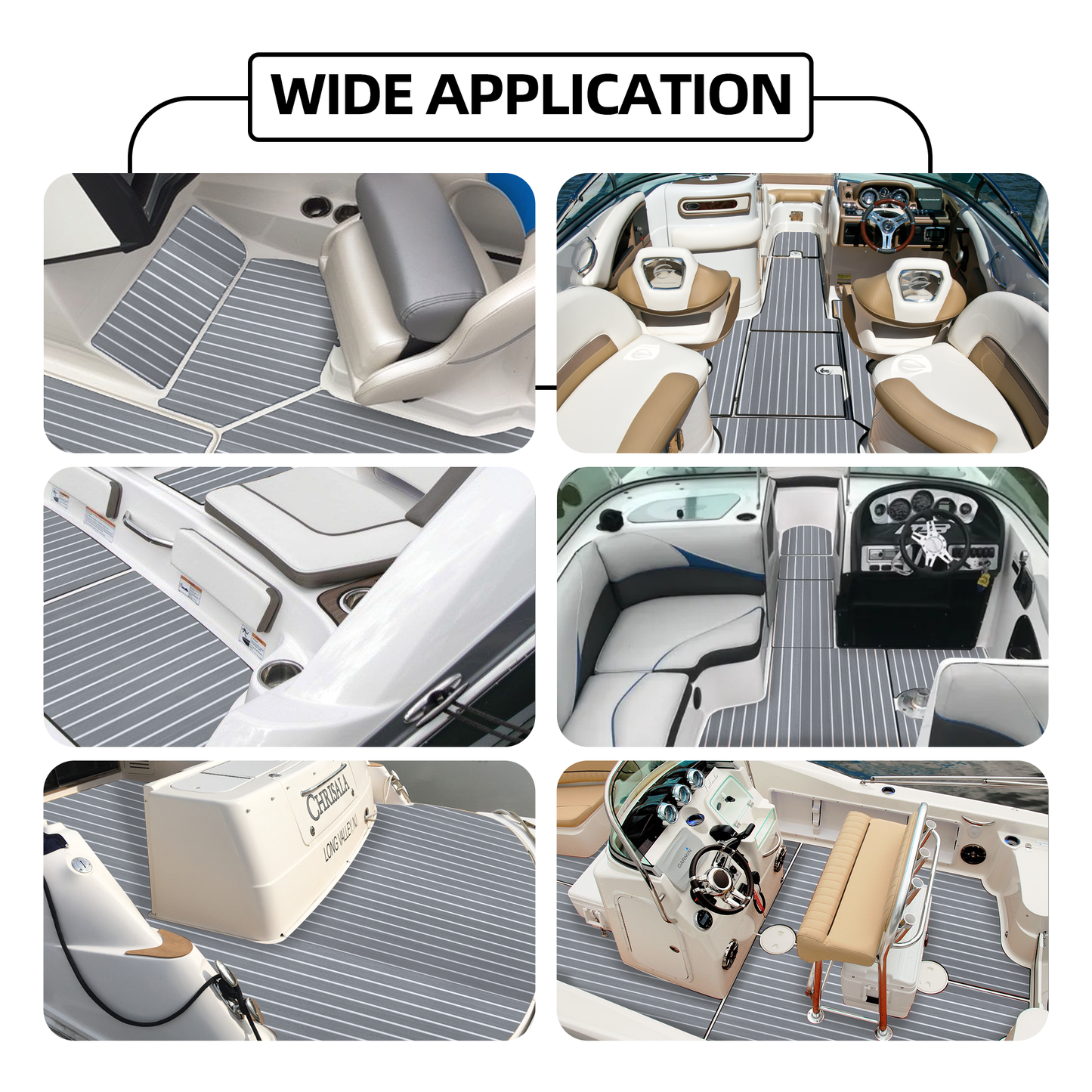 EVA Teak Foam Pro Series – Lichtgrijs met Witte Lijnen – 240x60 cm